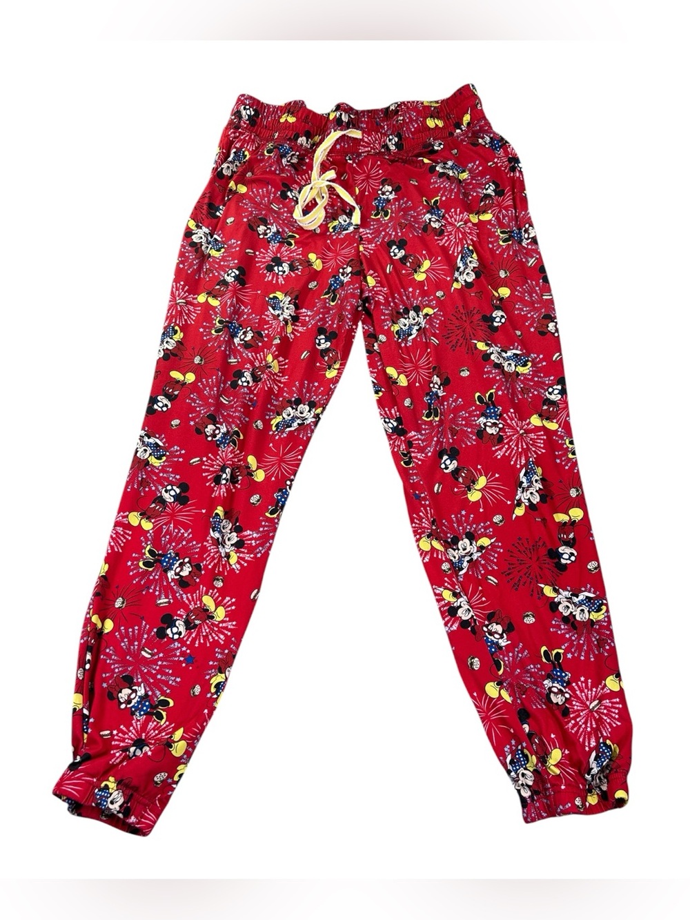 Disney Mickey & Minnie Mouse Fireworks Jogger Pajama Pants Women’s L Whimsical